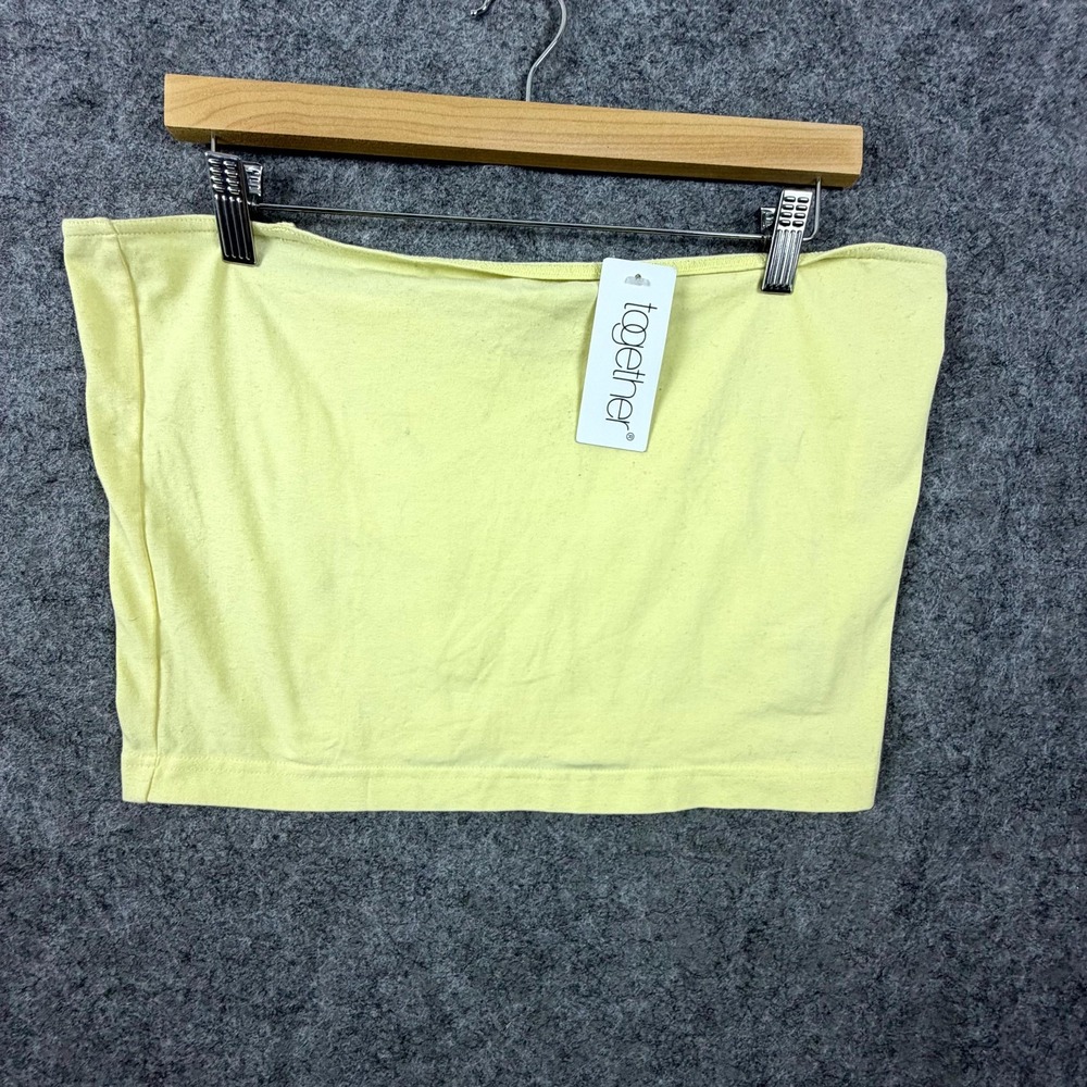 Vintage Together Strapless Tube Top Womens XL Yellow Stretch Pullover Summer